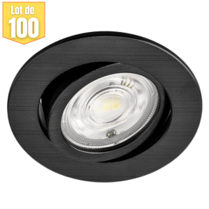 Lot de 100 spots LED encastrables 3en1 rond noir 7W IP20