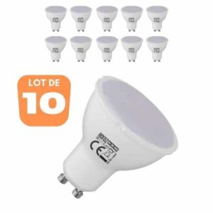 Lot de 10 ampoules LED spot 6W (Eq. 50W) GU10 3000K