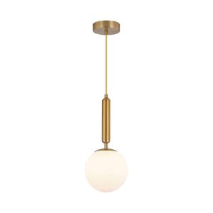 Suspension en verre opalin 1xG9 10W – finition Doré