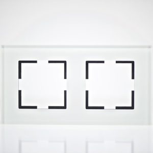 Plaque de finition verre blanc 2 postes 84x159x10mm